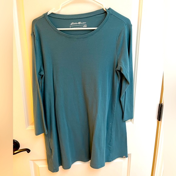 Eddie Bauer 3/4 sleeve tunic Size L  Teal  great condition! - Picture 1 of 4